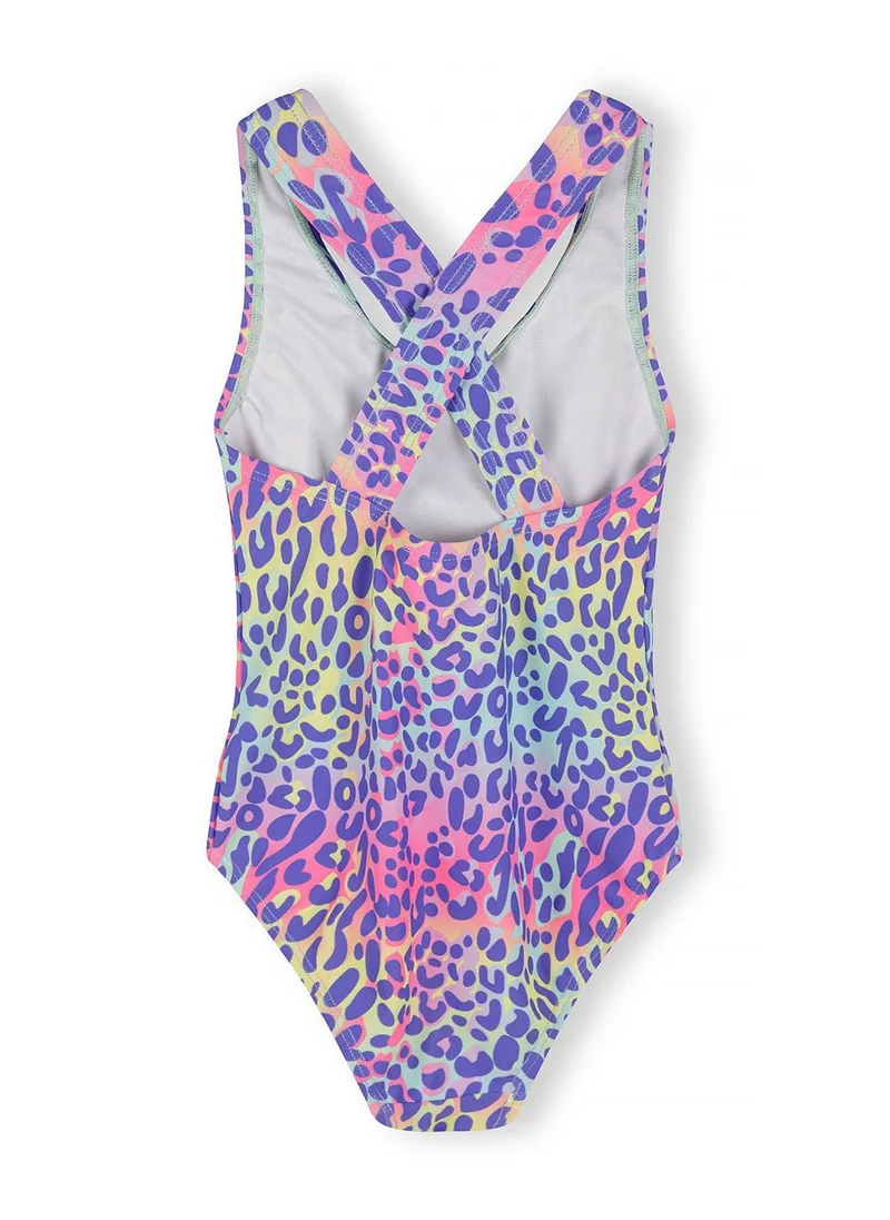مينوتي Girls slim fit multicolour leopard print swimsuit